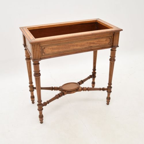 Antique Victorian Inlaid Satin Wood Plant Trough
