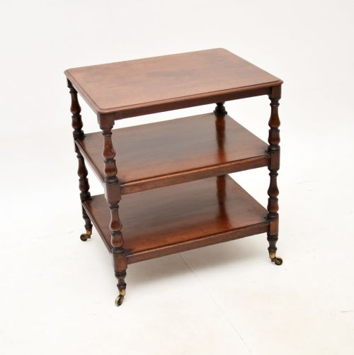 Antique Victorian Mahogany Three Tier Side Table
