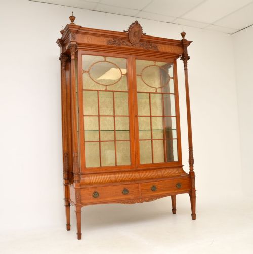 Antique Victorian Satinwood Display Cabinet