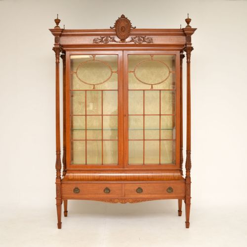 fig 1. Antique Victorian Satinwood Display Cabinet