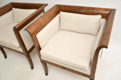 fig 1. Pair of Antique Swedish Satin Birch Biedermeier Armchairs