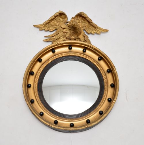 Antique Regency Gilt Wood Convex Mirror
