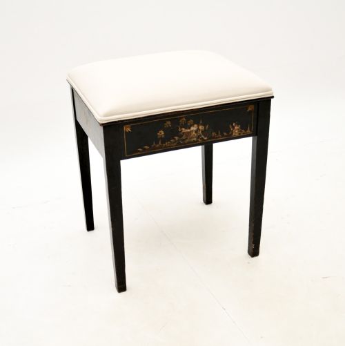 Antique Lacquered Chinoiserie Piano Stool
