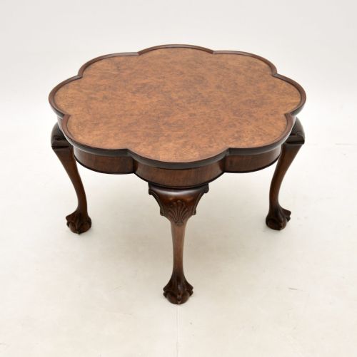 Antique Burr Walnut Pie Crust Coffee Table
