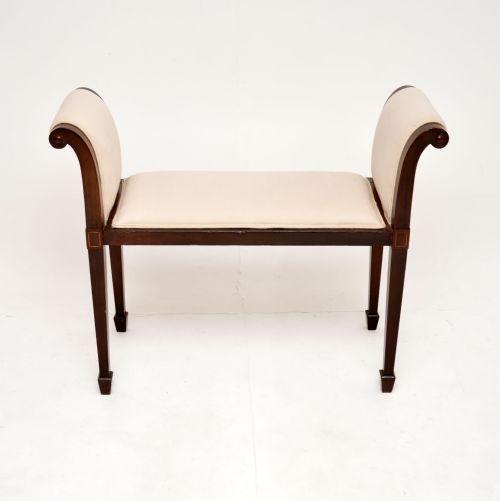 fig 1. Antique Edwardian Inlaid Mahogany Stool Seat