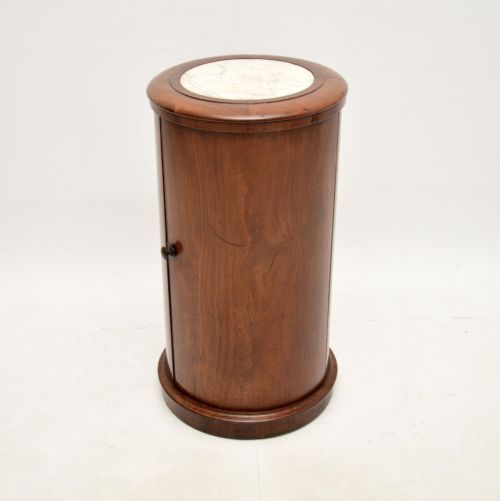 Antique Victorian Marble Top Mahogany Cylinder Pedestal Cabinet
