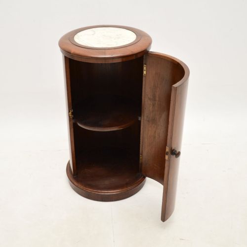 fig 1. Antique Victorian Marble Top Mahogany Cylinder Pedestal Cabinet