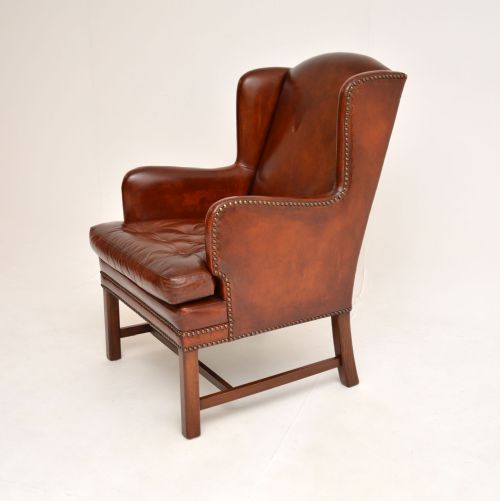 fig 1. Antique Swedish Leather Wing Back Armchair