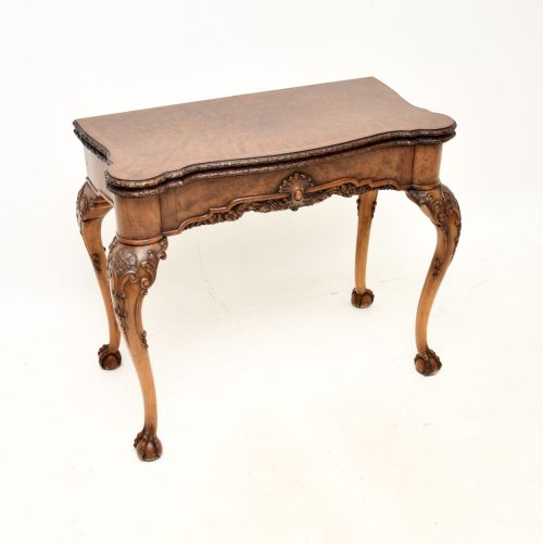 Antique Burr Walnut Card Table

