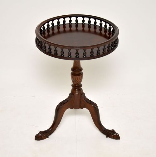 Antique Mahogany Gallery Top Wine Table

