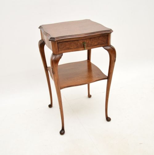 Antique Burr Walnut Two Tier Side Table
