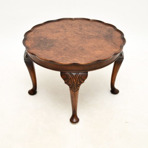 Antique Burr Walnut Pie Crust Coffee Table
