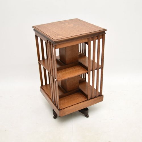 Antique Edwardian Oak Revolving Bookcase
