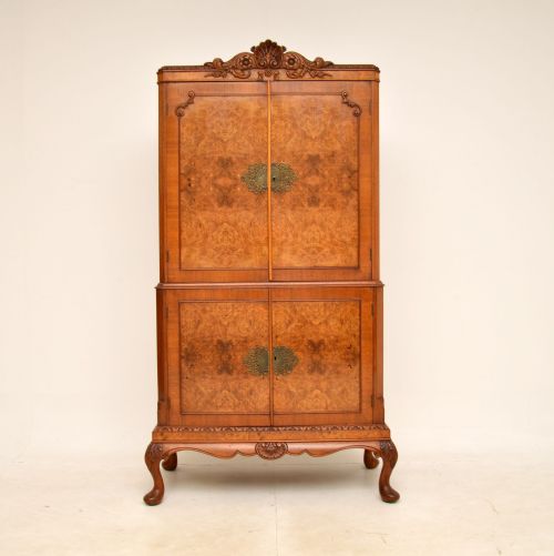 fig 1. Antique Burr Walnut Cocktail Drinks Cabinet