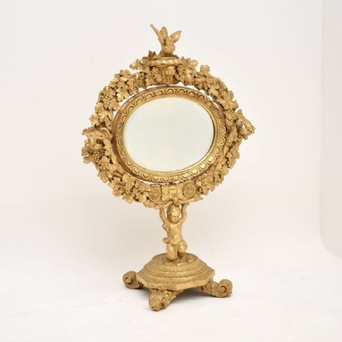 Antique Victorian Carved Giltwood Vanity Mirror

