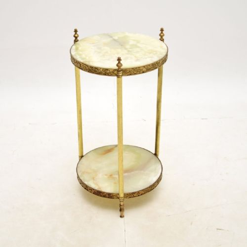 Antique French Brass and Onyx Side Table
