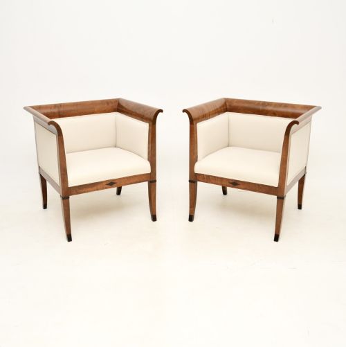 fig 1. Pair of Antique Swedish Satin Birch Biedermeier Armchairs