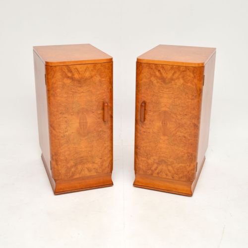Pair of Art Deco Burr Walnut Bedside Cabinets
