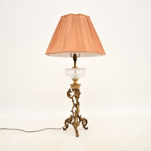fig 1. Antique French Gilt Bronze and Crystal Glass Table Lamp