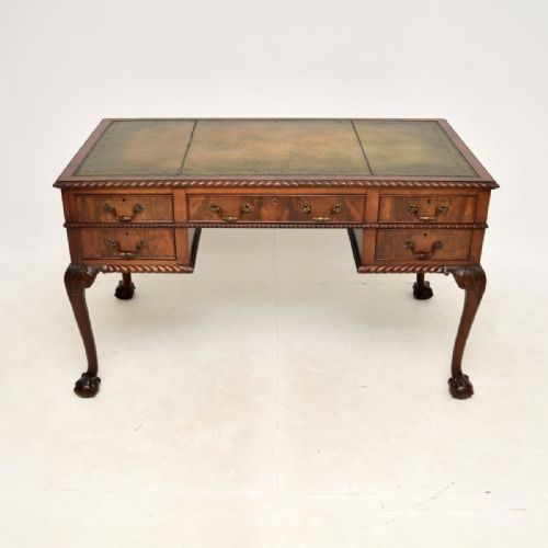 fig 1. Antique Chippendale Style Mahogany Leather Top Desk