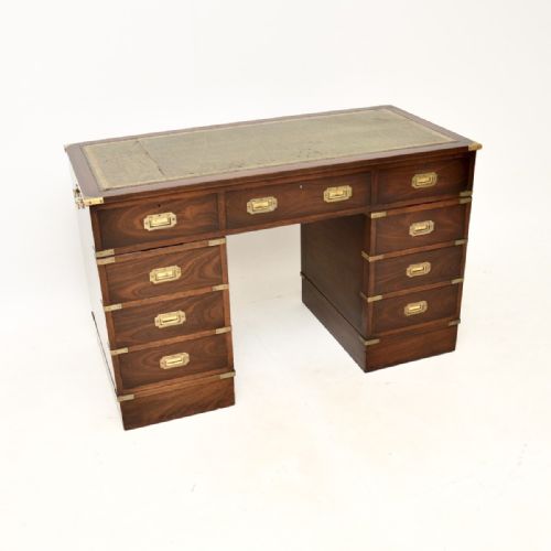 Antique Mahogany Military Campaign Style Desk
