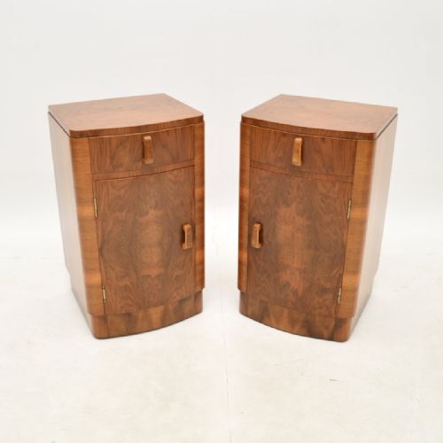 Pair of Art Deco Walnut Bedside Cabinets
