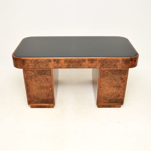 fig 2. Art Deco Burr Walnut Leather Top Partners Desk
