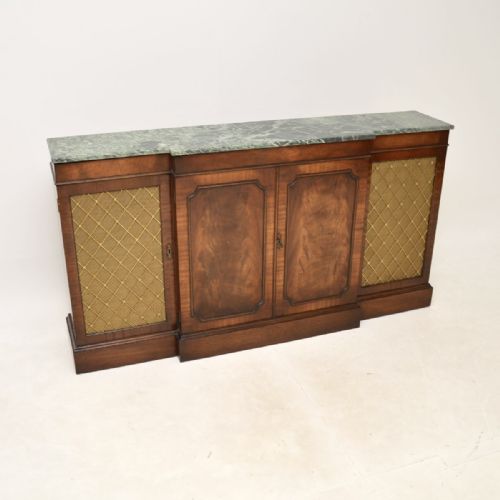 Antique Marble Top Grill Front Mahogany Sideboard
