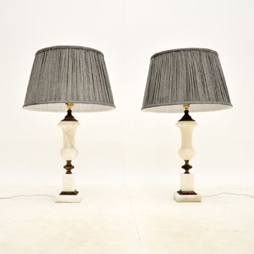 Pair of Antique Alabaster Table Lamps
