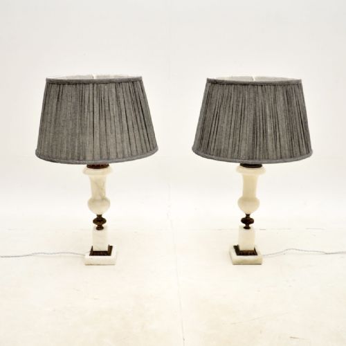 fig 1. Pair of Antique Alabaster Table Lamps
