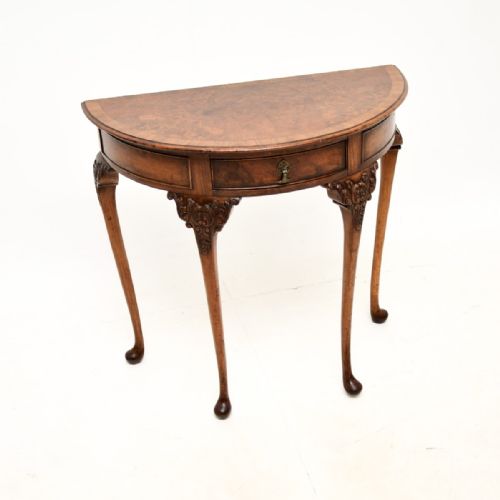 Antique Burr Walnut Console Side Table
