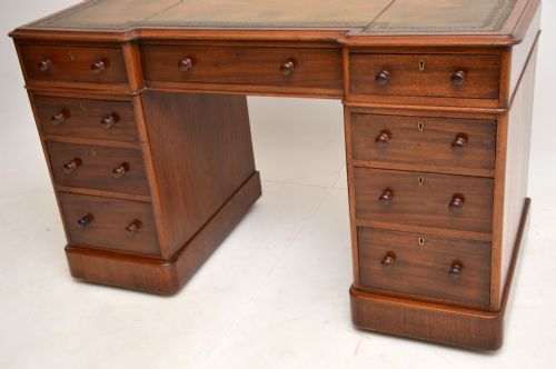 fig 1. Antique Victorian Mahogany Leather Top Pedestal Desk