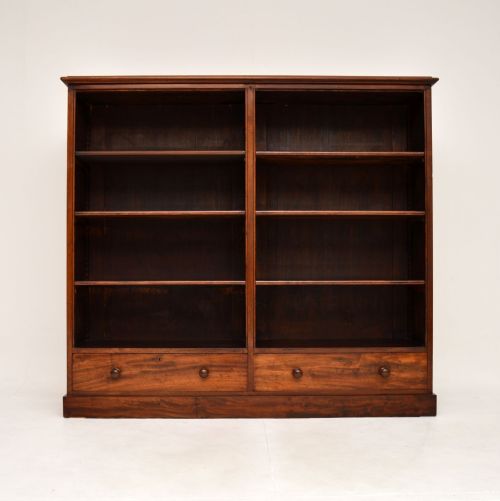 fig 1. Large Antique Victorian Mahogany Open Bookcase