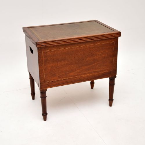 Antique Georgian Leather Top Mahogany Storage Box on Legs
