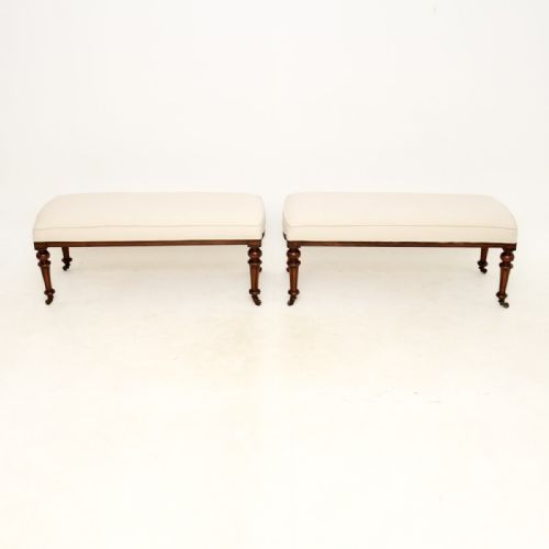 fig 1. Pair of Antique Victorian Walnut Stools / Benches