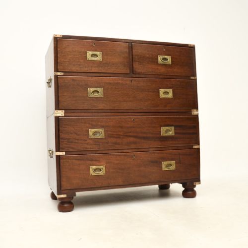 Antique Mahogany Military Campaign Chest of Drawers
