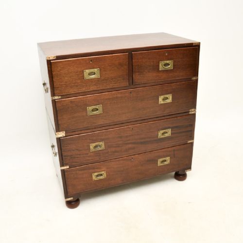 fig 1. Antique Mahogany Military Campaign Chest of Drawers
