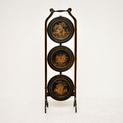 Antique Lacquered Chinoiserie Cake Stand
