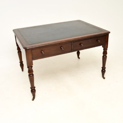 Antique Victorian Mahogany Leather Top Partners Writing Table
