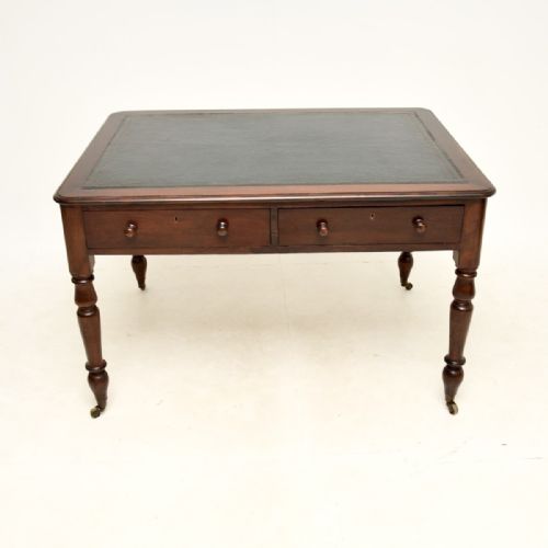 fig 1. Antique Victorian Mahogany Leather Top Partners Writing Table
