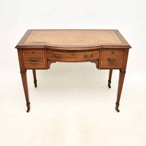 fig 1. Antique Sheraton Revival Mahogany & Satinwood Desk
