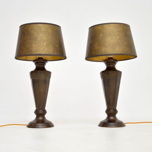 Pair of Antique Neoclassical Style Bronze Table Lamps
