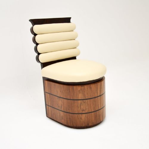 Art Deco Walnut, Rosewood and Leather Desk Chair / Stool
