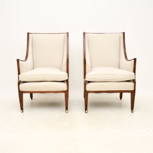 fig 1. Pair of Antique Edwardian Inlaid Mahogany Armchairs