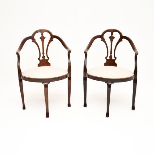 fig 1. Pair of Antique Edwardian Mahogany Open Armchairs
