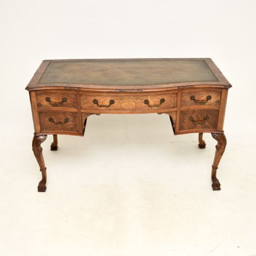 fig 1. Antique Burr Walnut Leather Top Desk