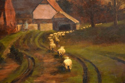 ANTIQUE VICTORIAN LANDSCAPE OIL PAINTING - ADDITIONAL PHOTO 4