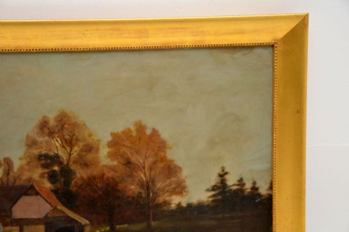 ANTIQUE VICTORIAN LANDSCAPE OIL PAINTING - ADDITIONAL PHOTO 9