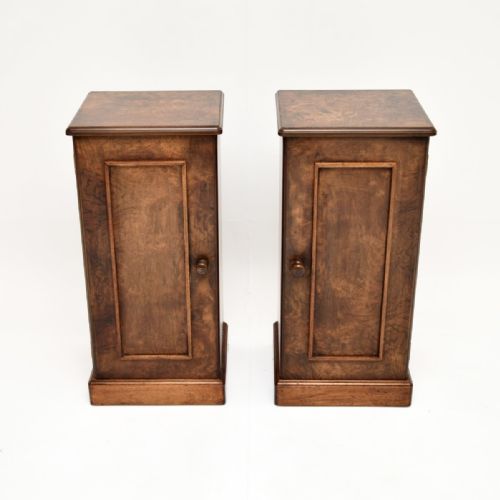 Pair of Antique Burr Walnut Bedside Cabinets
