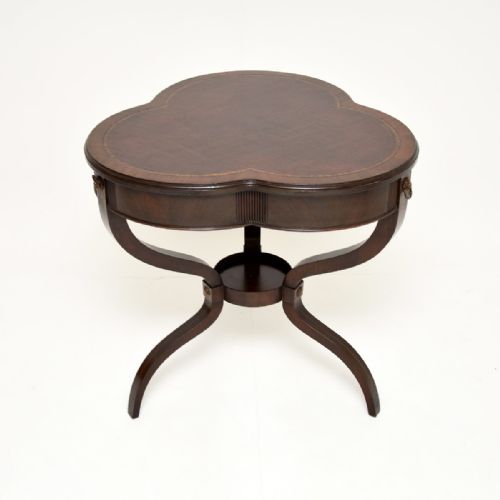 Antique Mahogany Leather Top Occasional Table
